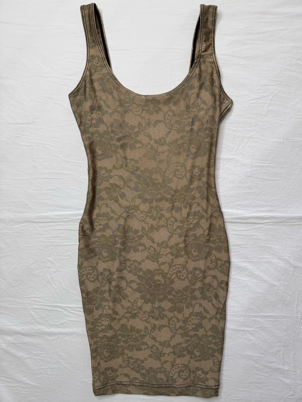 American Apparel - Olive-Taupe Sleeveless Bodycon Mini Dress